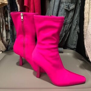 Pink heeled boots